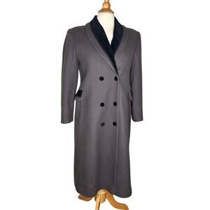 Vintage Rothschild Wool-Feel Trench Coat with Velvet Details Made in the USA